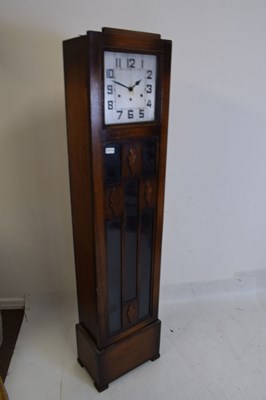 Lot 464 - Art Deco-style oak-cased chiming grandmother clock