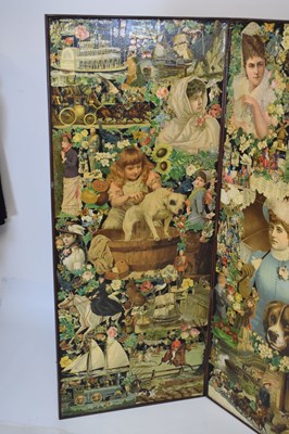 Lot 617 - Victorian three-fold scrap screen