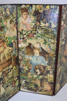 Lot 617 - Victorian three-fold scrap screen