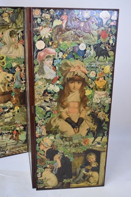 Lot 617 - Victorian three-fold scrap screen