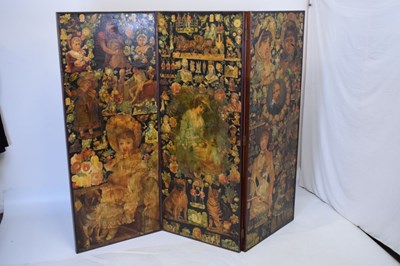 Lot 617 - Victorian three-fold scrap screen