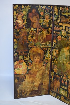 Lot 617 - Victorian three-fold scrap screen