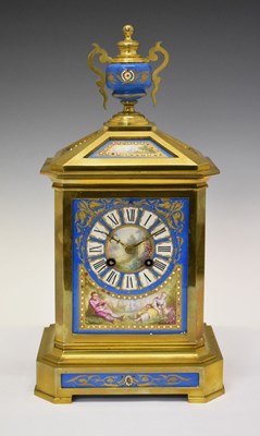 Lot 626 - Mid 19th Century French Sevres-style porcelain mounted mantel clock