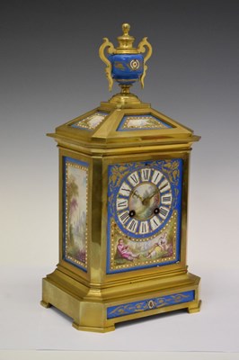 Lot 626 - Mid 19th Century French Sevres-style porcelain mounted mantel clock