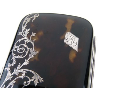 Lot 139 - Late Victorian inlaid tortoiseshell spectacles case