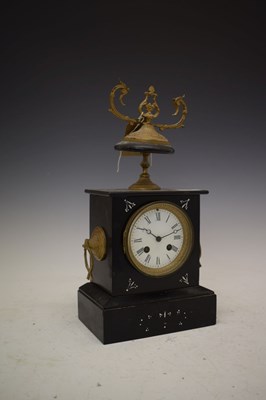 Lot 498 - French black slate mantel clock with urn surmount
