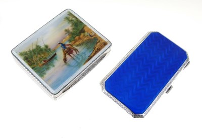 Lot 107 - Houbigant silver and enamel powder compact and a cigarette case