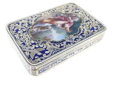 Lot 106 - Continental silver and enamel box