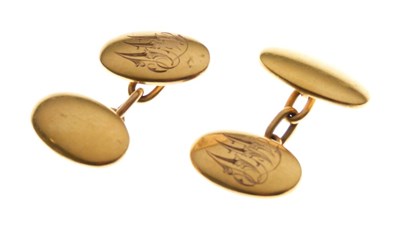 Lot 52 - Pair of 18ct gold oval cufflinks