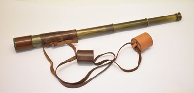 Lot 269 - Early 20th Century leather mounted brass three-draw telescope