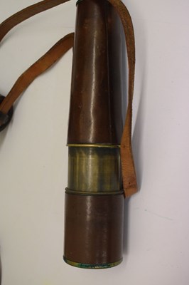 Lot 273 - Early 20th Century leather mounted brass three-draw telescope