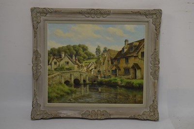 Lot 605 - Frank George Trott, (1884-1957) - Oil on canvas - 'Castle Combe, Wiltshire'