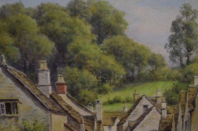 Lot 605 - Frank George Trott, (1884-1957) - Oil on canvas - 'Castle Combe, Wiltshire'