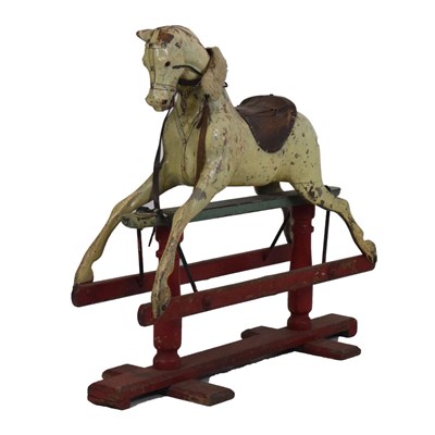 Lot 485 - Early 20th Century carved painted wooden rocking horse