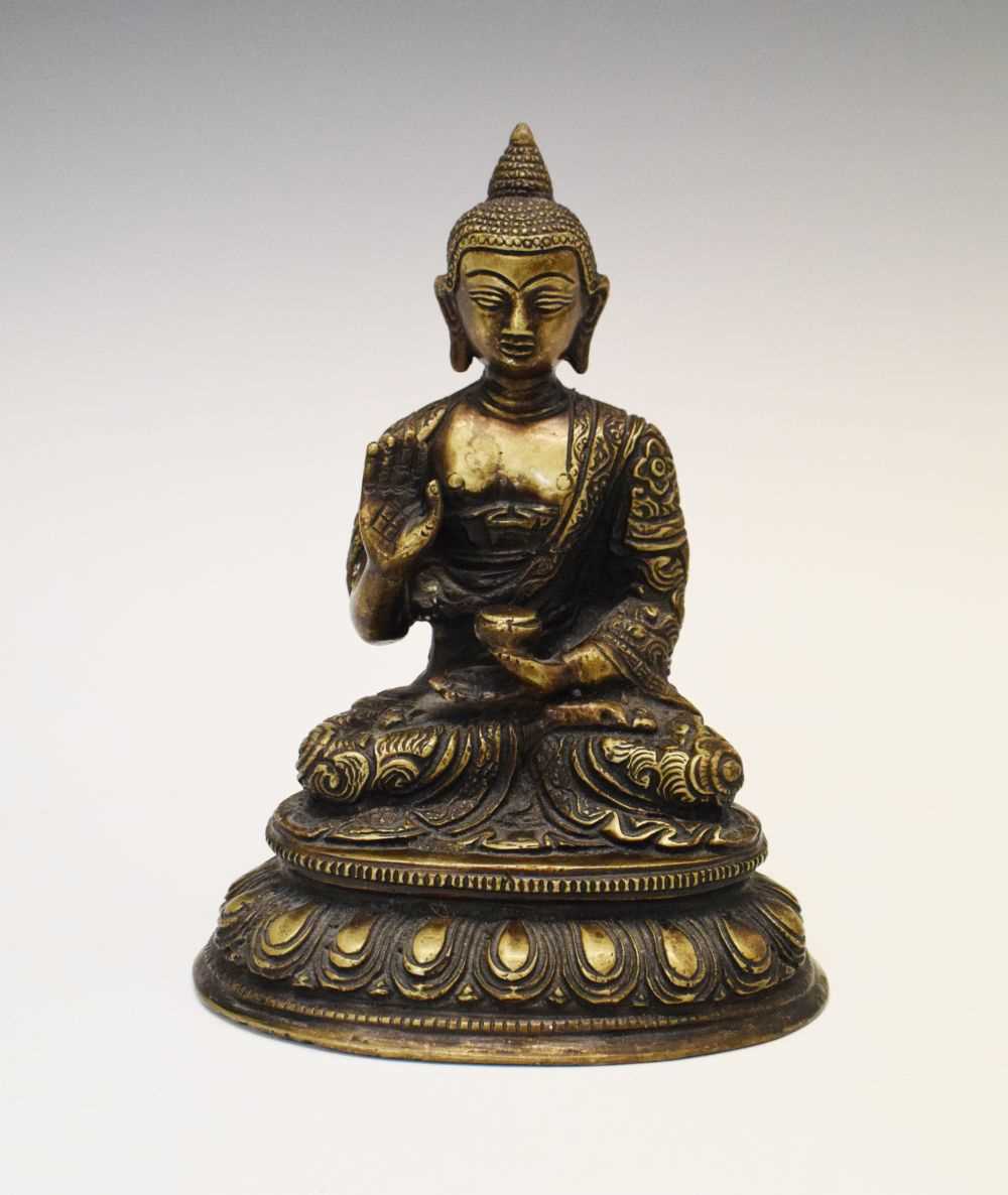 Lot 323 - Thai or Cambodian bronze figure of the Medicine Buddha
