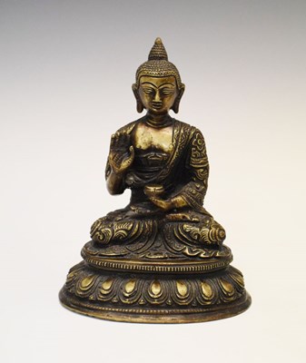 Lot 323 - Thai or Cambodian bronze figure of the Medicine Buddha