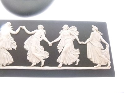 Lot 382 - Wedgwood black 'Dancing Hours' plaque and oval plaque