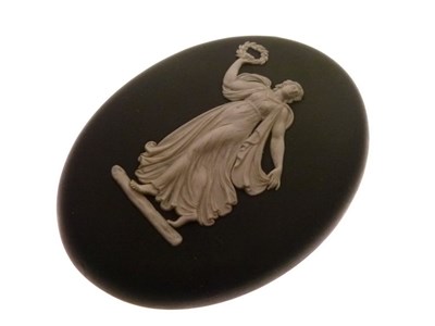 Lot 382 - Wedgwood black 'Dancing Hours' plaque and oval plaque
