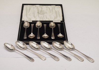 Lot 162 - Set of six late 19th Century silver teaspoons plus cased set