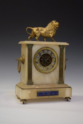Lot 533 - Late 19th Century French alabaster mantel clock
