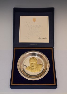 Lot 207 - Silver filled Winston Churchill commemorative platter