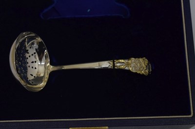 Lot 92 - Asprey silver sugar bowl, cover and sifting spoon