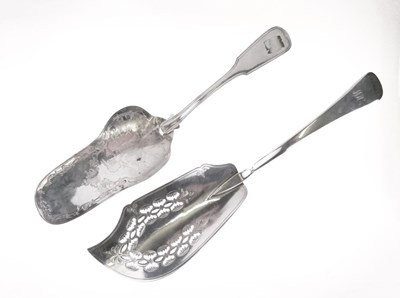 Lot 161 - George III silver fish slice, together with a Continental example
