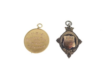 Lot 258 - URJ Billiard best break 9ct gold medal, 1929 and silver medal