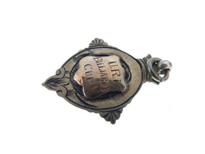 Lot 258 - URJ Billiard best break 9ct gold medal, 1929 and silver medal