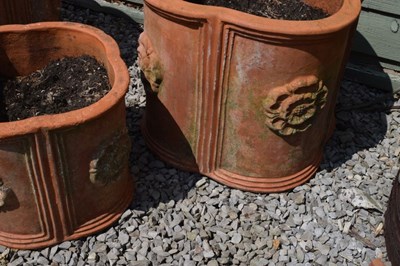 Lot 789 - Three quatrefoil terracotta planters