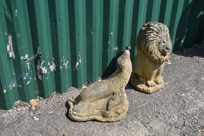 Lot 795 - Composite stone Lion figure