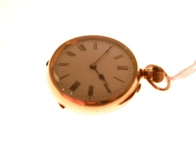 Lot 121 - 18K yellow metal open face fob watch