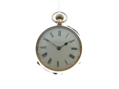 Lot 121 - 18K yellow metal open face fob watch