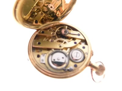 Lot 121 - 18K yellow metal open face fob watch