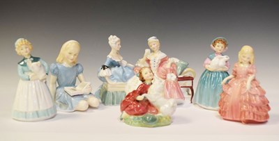 Lot 455 - Royal Doulton - 'The Love Letter' and five children figures