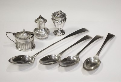 Lot 176 - Quantity of silver to include; Georgian spoons, etc.