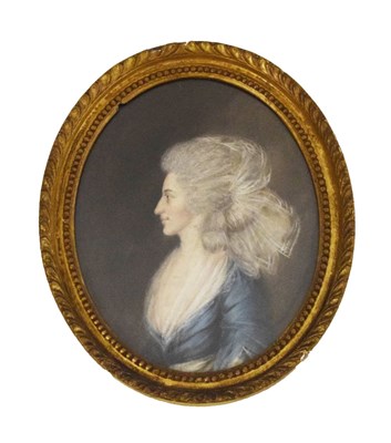 Lot 558 - 19th Century oval pastel - Portrait of a lady