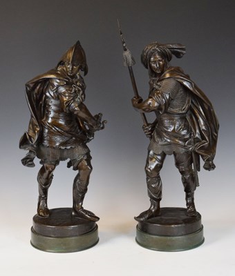 Lot 207 - Albert Ernest Carrier-Belleuse, (1824-1887) - Large pair of bronze figures