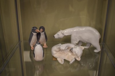 Lot 412 - Royal Copenhagen - Collection of porcelain figures, comprising polar bears and penguins