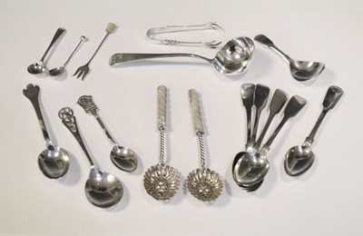 Lot 155 - George III silver ladle, set of four early Victorian teaspoons, etc.