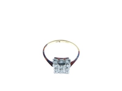 Lot 7 - Diamond cluster ring, the rectangular panel set twelve diamonds