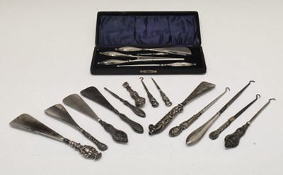 Lot 165 - Quantity of silver mounted manicure and dressing table requisites