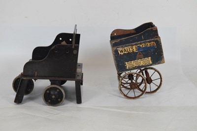 Lot 488 - 1930s Triang Wall's Ice Cream three-wheel blue painted wooden cart and Little Buffer chair