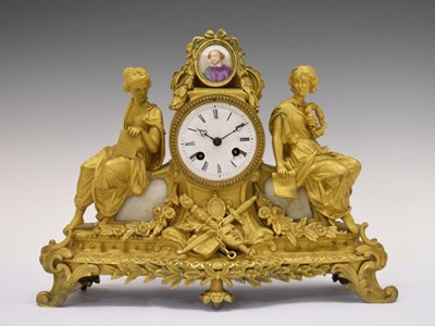 Lot 627 - Mid 19th Century gilt bronze 'Shakespeare' mantel clock