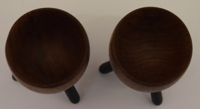 Lot 255 - Pair of mid Century treen egg cups