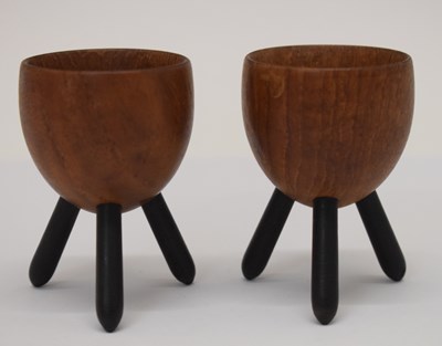 Lot 255 - Pair of mid Century treen egg cups