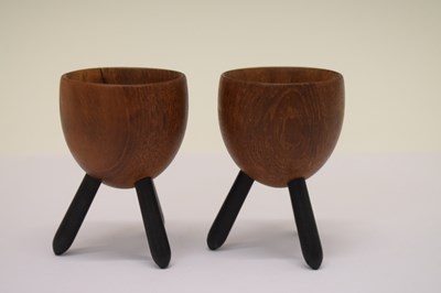 Lot 255 - Pair of mid Century treen egg cups