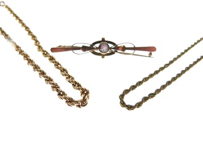 Lot 58 - Chain,  necklace and bar brooch