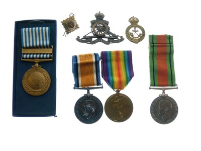 Lot 435 - First World War medal pair, UN Korea Medal, etc.