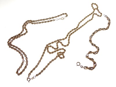 Lot 75 - Two 9ct gold rope-link necklaces